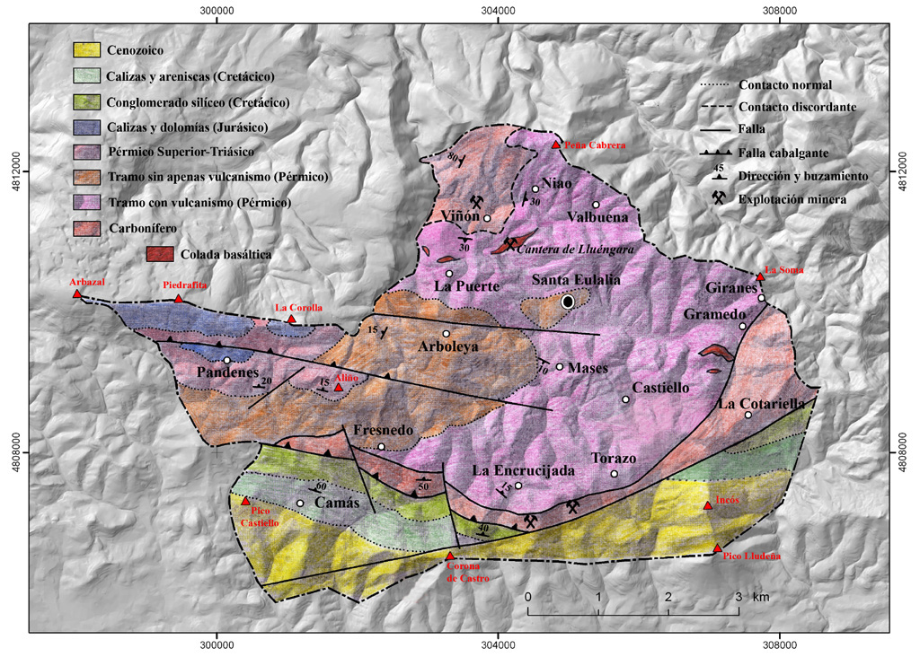 Mapa geolgico del concejo de Cabranes