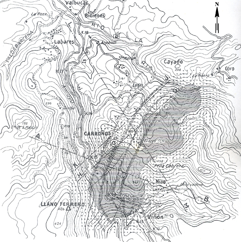 Mapa geolgico del asomo del carbonfero de Vin